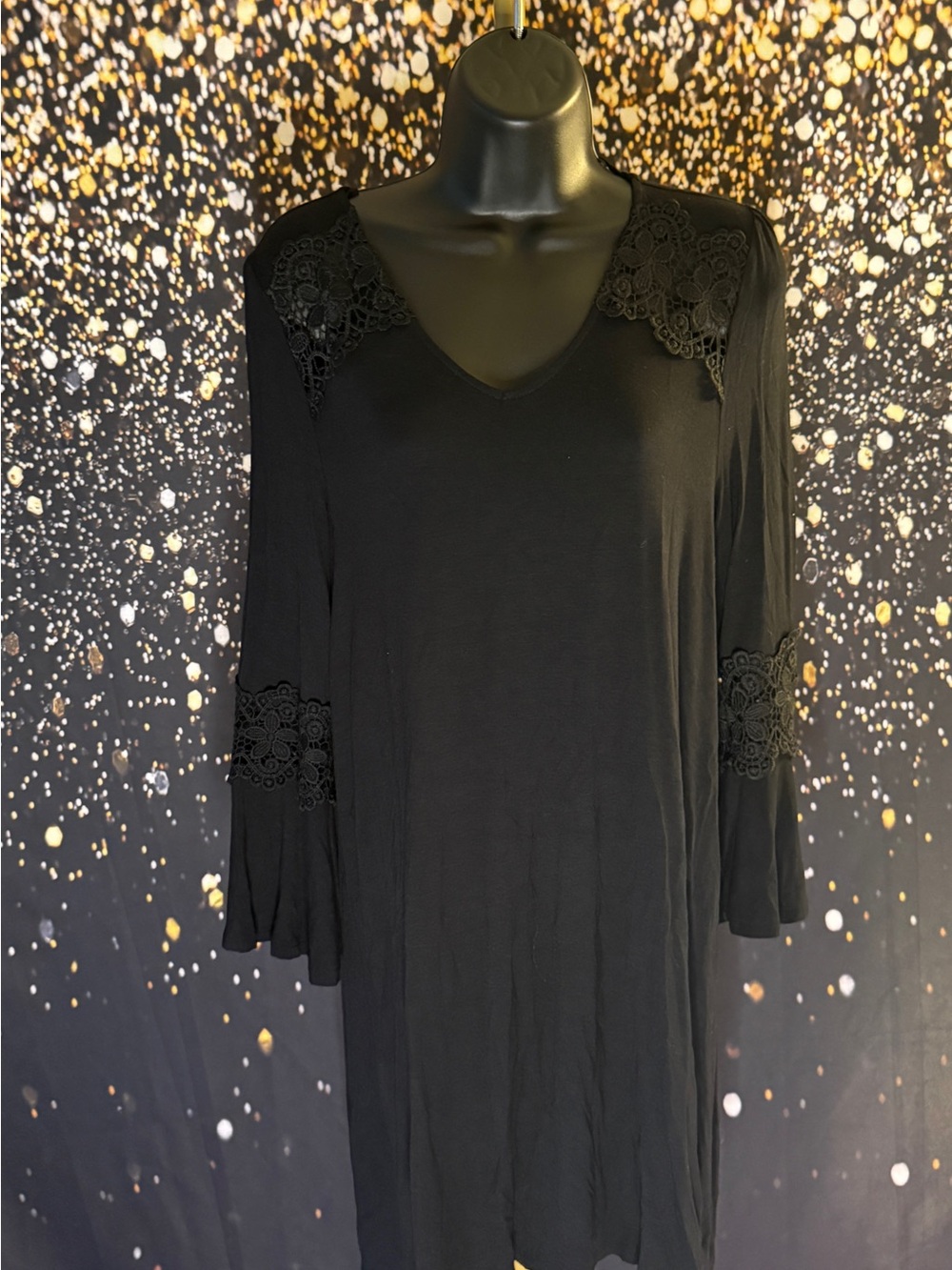 Pink Republic Black Lace-Trim V-Neck Tunic